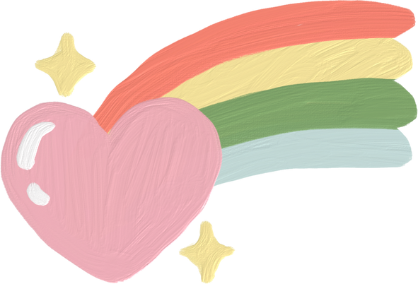 Handdrawn Painterly Cute Objects Rainbow Heart